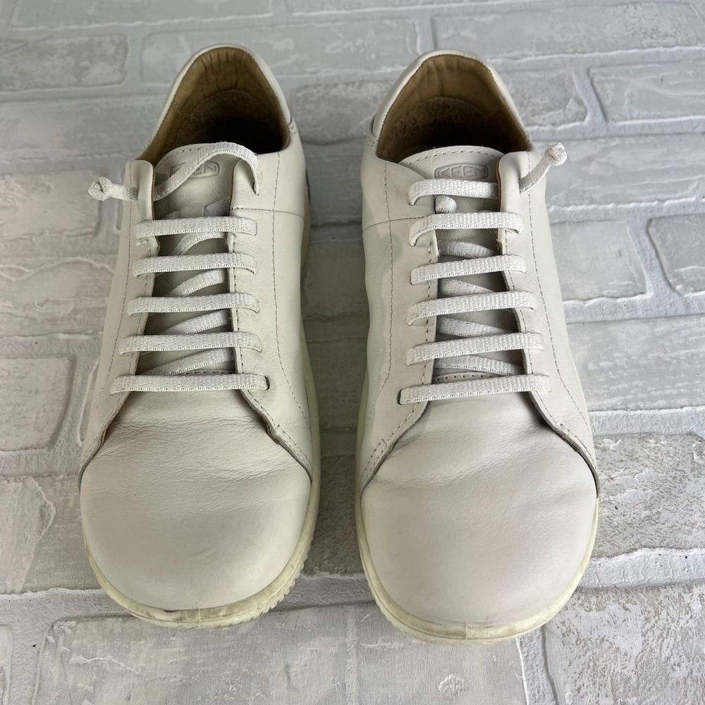 Keen KNX Leather Sneakers Womens 11 White Minimalist No Tie Lace Casual Neutral - Picture 5 of 14
